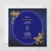 Invitation 50e anniversaire de mariage élégant papillon or (Dos)