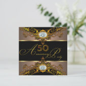 Invitation 50e anniversaire de mariage Elite Café Noir Or 2 (Debout devant)