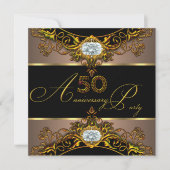 Invitation 50e anniversaire de mariage Elite Café Noir Or 2 (Devant)