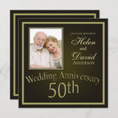Invitation 50e anniversaire de mariage en or (Devant / Derrière)