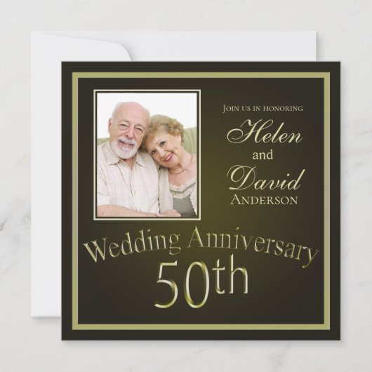 Invitation 50e anniversaire de mariage en or (Devant)