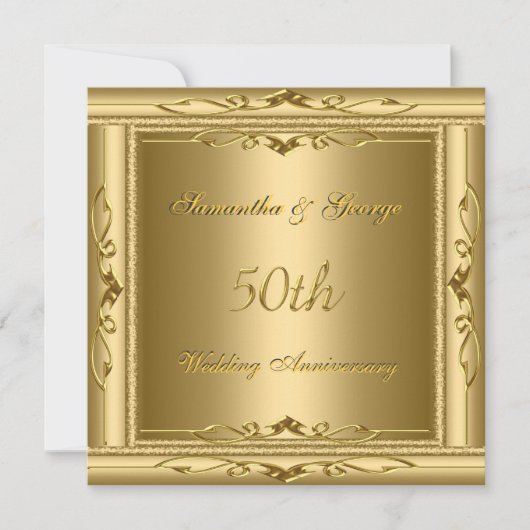 Invitation 50e anniversaire de mariage en or (Devant)