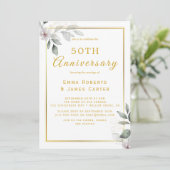 Invitation 50e anniversaire de mariage en or et verdure (Debout devant)
