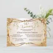 Invitation 50e Anniversaire de Mariage en Paillettes Dorées | (Debout devant)