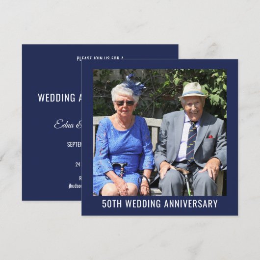 Invitation 50e Anniversaire de Mariage en Photo (Devant / Derrière)