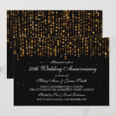 Invitation 50e Anniversaire de Mariage Étoile Confettis Or (Devant / Derrière)