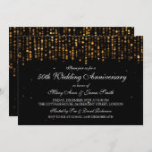 Invitation 50e Anniversaire de Mariage Étoiles Confettis Or (Devant / Derrière)