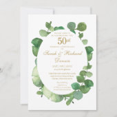Invitation 50e Anniversaire de Mariage Eucalyptus Bohème (Devant)