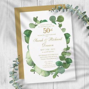 Invitation 50e Anniversaire de Mariage Eucalyptus Bohème Végé