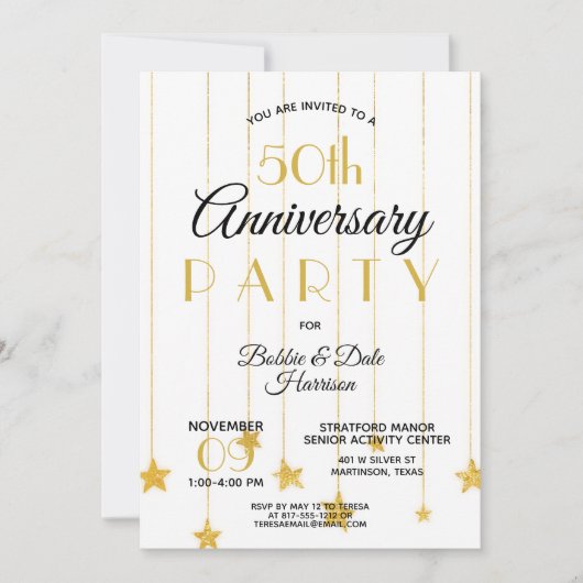 Invitation 50e anniversaire de mariage fête dorée sur mesure (Devant)