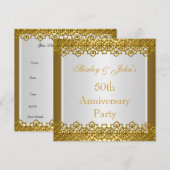 Invitation 50e anniversaire de mariage fête or (Devant / Derrière)