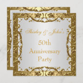 Invitation 50e anniversaire de mariage fête or 2 (Devant / Derrière)