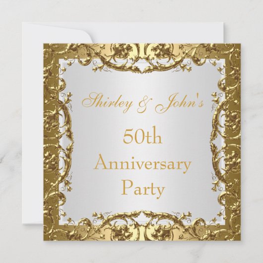 Invitation 50e anniversaire de mariage fête or 2 (Devant)
