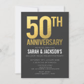 Invitation 50e Anniversaire de Mariage Fête Or Gris (Devant)