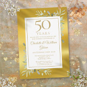Invitation 50e Anniversaire de Mariage Feuillage Papier d'Or