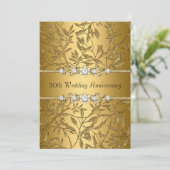 Invitation 50e anniversaire de mariage feuille d'o (Debout devant)