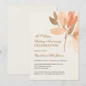 Invitation 50e anniversaire de mariage Fleur de Pêche Crème O (Devant / Derrière)