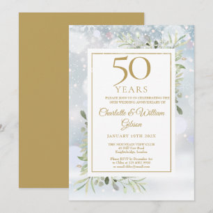 Invitation 50e Anniversaire de mariage Flocons de neige hiver
