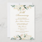 Invitation 50e anniversaire de mariage floral botanique or (Devant)