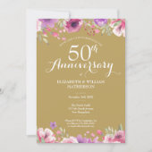 Invitation 50e anniversaire de mariage floral country (Devant)