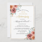 Invitation 50e anniversaire de mariage, Floral Dusty Blue Pea (Devant)