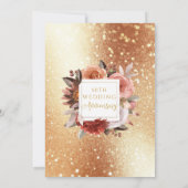 Invitation 50e anniversaire de mariage, floral or et burgundy (Dos)