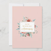 Invitation 50e anniversaire de mariage, floral pêche et menth (Dos)