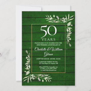 Invitation 50e anniversaire de mariage floral rustique vert b