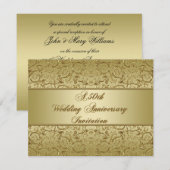 Invitation 50e anniversaire de mariage Flourish Golden (Devant / Derrière)