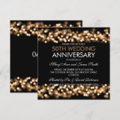 Invitation 50e anniversaire de mariage Gold Hollywood Glam (Devant / Derrière)