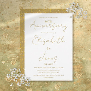 Invitation 50e anniversaire de mariage Gold Script mariage