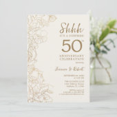 Invitation 50e anniversaire de mariage Gold Surprise (Debout devant)