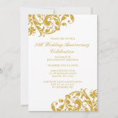 Invitation 50e anniversaire de Mariage Gold Swirl fleurit (Devant)
