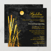 Invitation 50e anniversaire de mariage Golden Bamboos (Devant / Derrière)