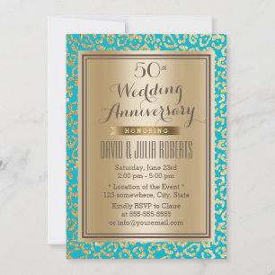Invitation 50e Anniversaire de Mariage Imprimé Léopard Sarcel