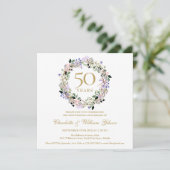 Invitation 50e anniversaire de mariage Lavande Florale (Debout devant)