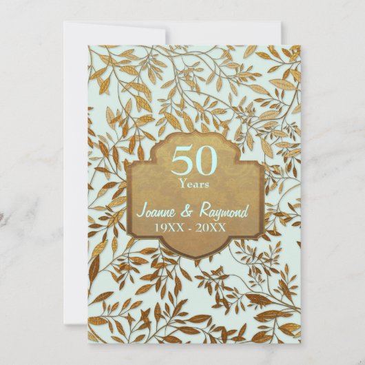 Invitation 50e anniversaire de mariage Leaves of Gold (Devant)