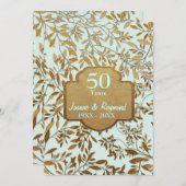 Invitation 50e anniversaire de mariage Leaves of Gold (Devant / Derrière)