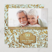 Invitation 50e anniversaire de mariage Leaves of Gold (Devant / Derrière)