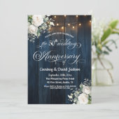 Invitation 50e anniversaire de Mariage Lumières à cordes bleu (Debout devant)