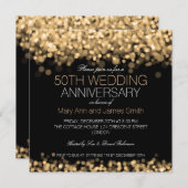 Invitation 50e Anniversaire de Mariage Lumières Dorées (Devant / Derrière)