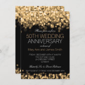 Invitation 50e Anniversaire de Mariage Lumières Dorées (Devant / Derrière)