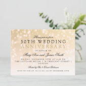 Invitation 50e Anniversaire de Mariage Lumières Dorées Étince (Debout devant)