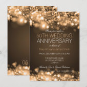 Invitation 50e Anniversaire de Mariage Lumières Pailletées Or (Devant / Derrière)