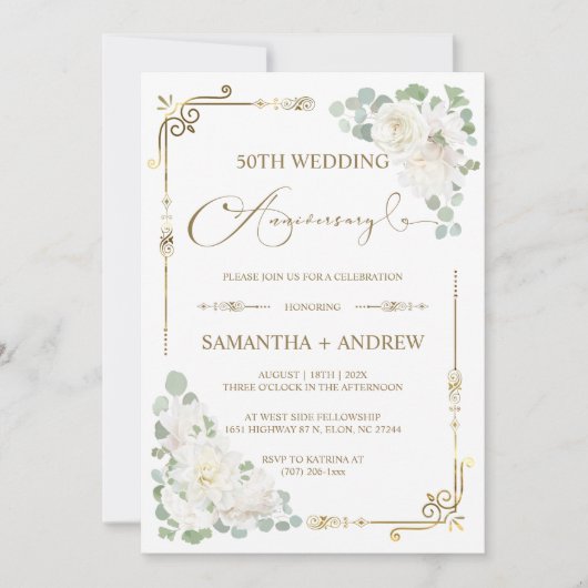 Invitation 50e anniversaire de mariage modifiable (Devant)