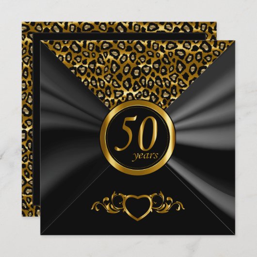 Invitation 50e anniversaire de mariage | Motif léopard (Devant / Derrière)