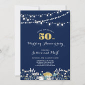 Invitation 50e anniversaire de mariage Navy & Or (Devant)