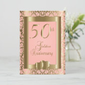 Invitation 50e anniversaire de mariage Noces d'Or et de rose (Debout devant)
