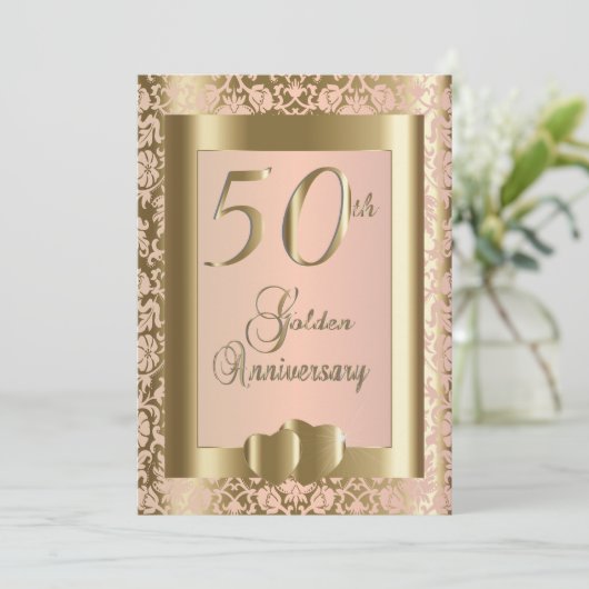 Invitation 50e anniversaire de mariage Noces d'Or et de Rose (Debout devant)