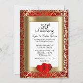 Invitation 50e anniversaire de mariage : noces d'or et de rub (Devant)